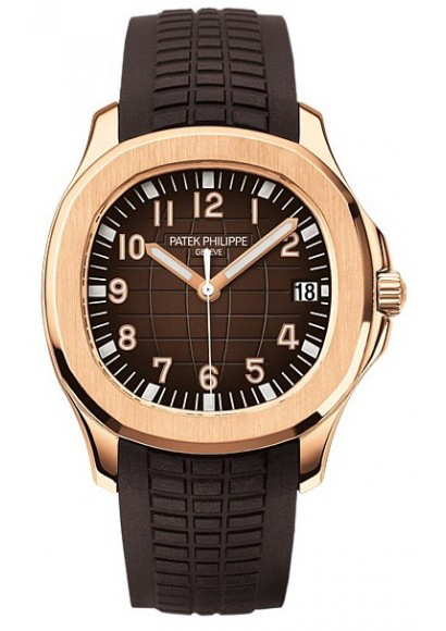 Patek Philippe Aquanaut in Roségold mit braunem Zifferblatt und Kautschukarmband.