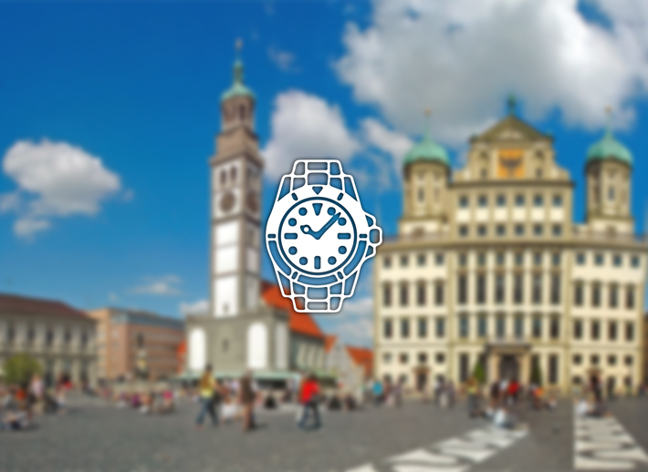 Augsburg mit Blick auf das Rathaus und Perlachturm am Rathausplatz – Symbolfoto für Rolex verkaufen und Ankauf in Augsburg