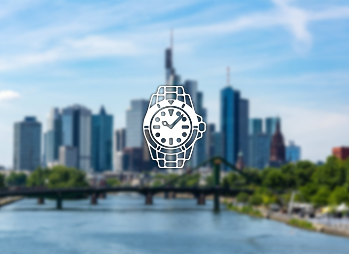 Frankfurt am Main mit Skyline und Mainufer – Symbolfoto für Rolex verkaufen und Ankauf in Frankfurt