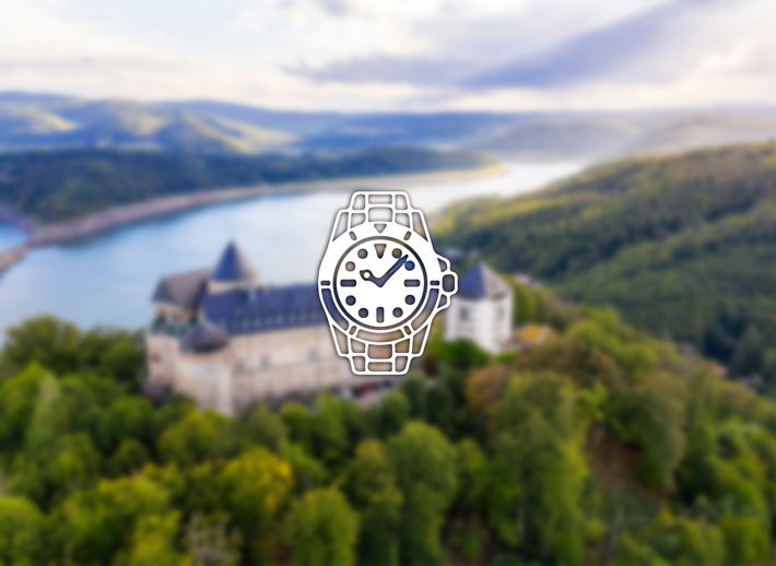 Luftaufnahme von Schloss Waldeck am Edersee in Hessen – Symbolfoto für Luxusuhren verkaufen in Hessen