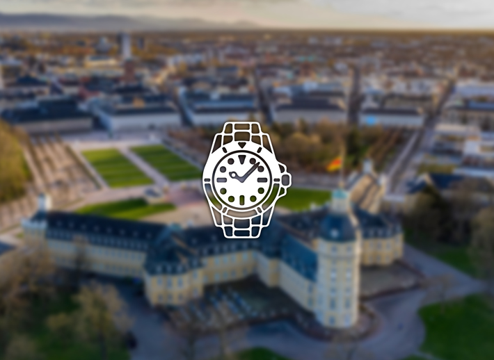 Karlsruhe mit Blick auf das Schloss Karlsruhe aus der Luft – Symbolfoto für Rolex verkaufen und Ankauf in Karlsruhe