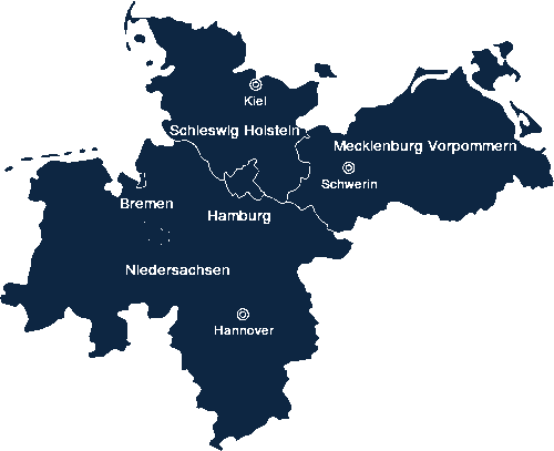 Karte Norddeutschland mit Hamburg – gebrauchte Rolex verkaufen in Hamburg