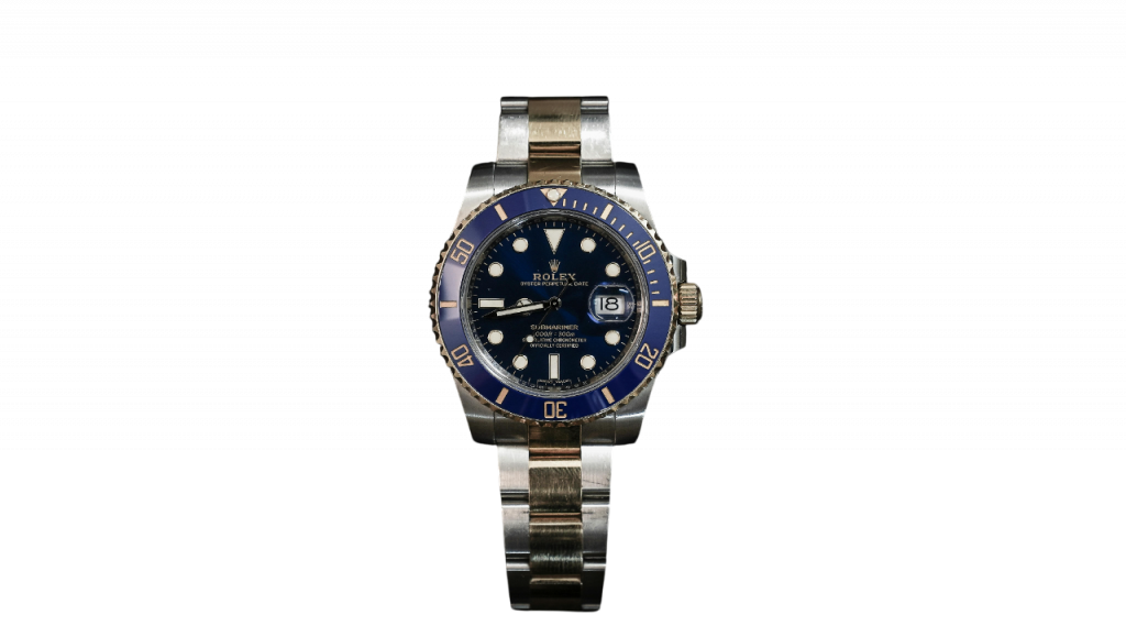 Rolex Submariner gebraucht Stahl-Gold mit blauem Zifferblatt und blauer Lünette