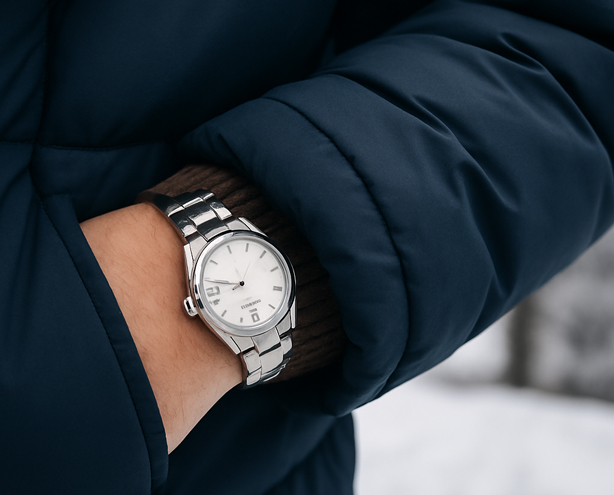 Luxusuhr im Winter tragen