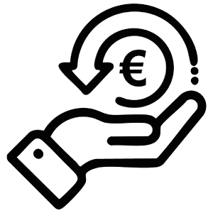 Hand mit Euro-Symbol – Symbol für schnellen Uhrenankauf