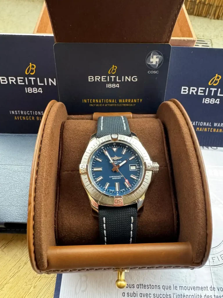 Original Breitling mit Box Garantiekarte und Papieren als Echtheitsnachweis beim Ankauf in Hamburg