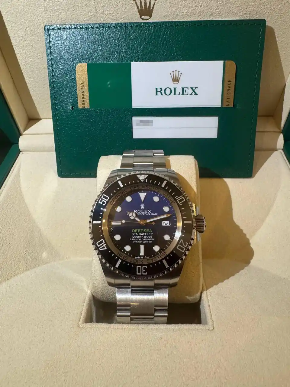 Rolex Deepsea Full Set mit Garantiekarte und Originalzubehör für professionellen Luxusuhrenankauf in Norddeutschland