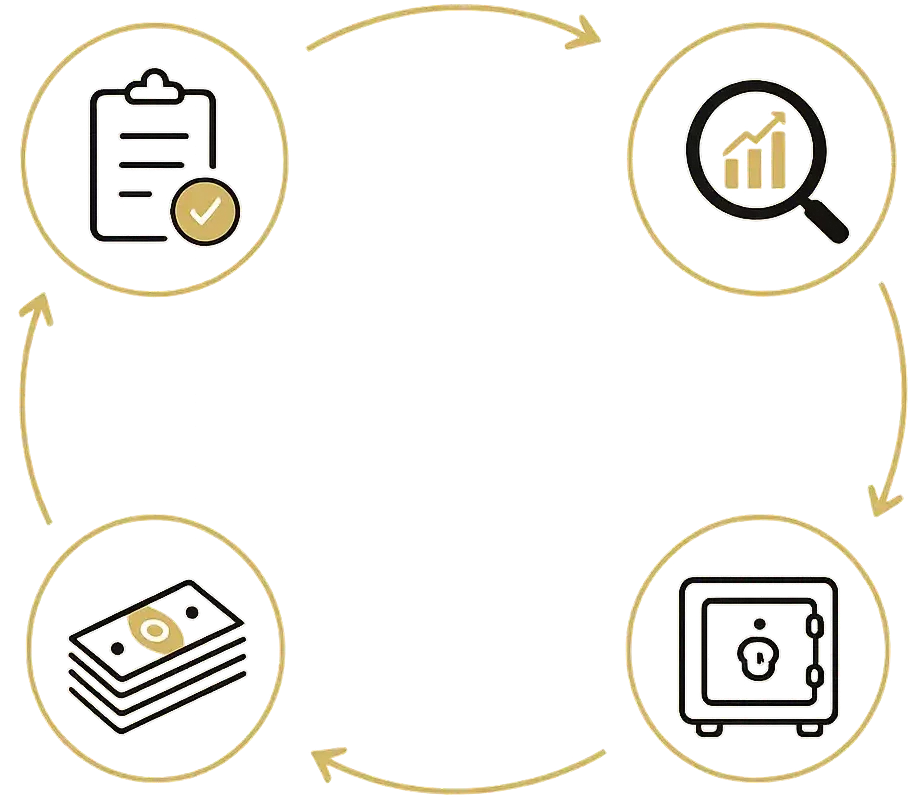 Grafische Darstellung des transparenten Ankaufprozesses für Luxusuhrenverkauf in München bei Chronokauf