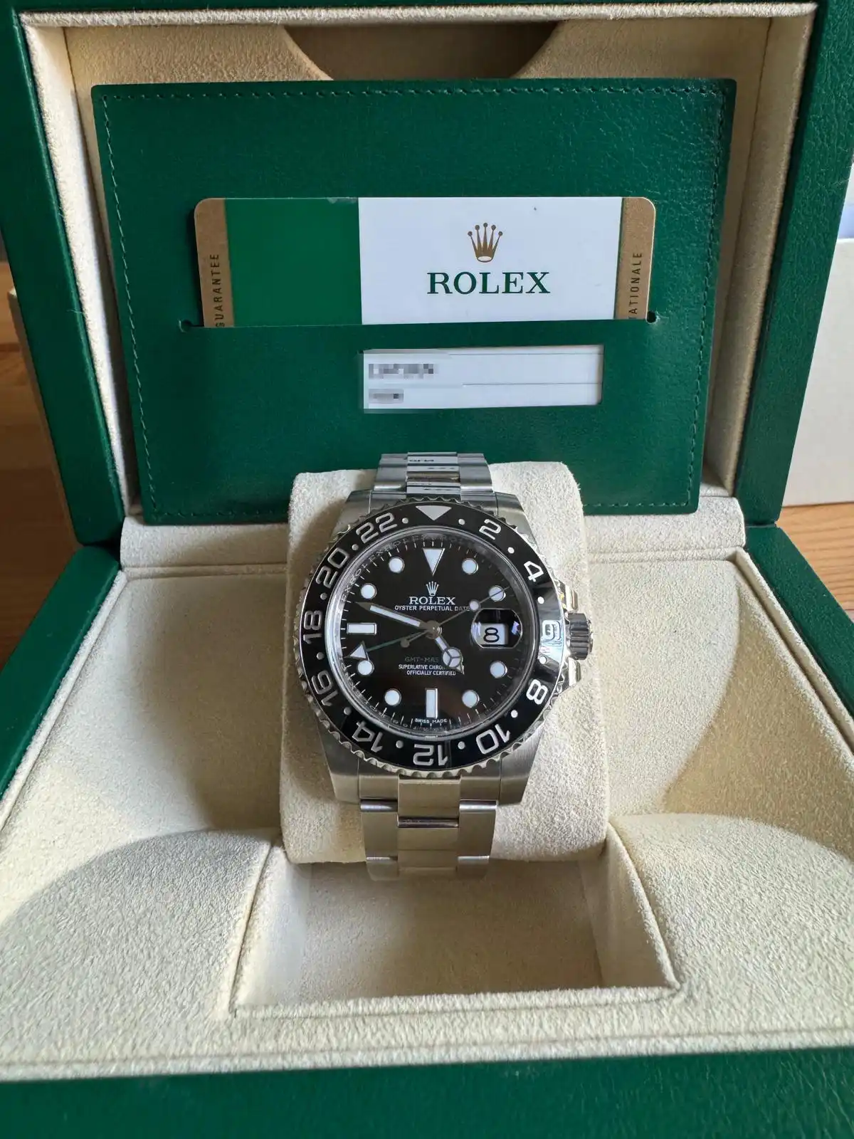 Rolex GMT Master II mit Originalbox und Rolex Garantiekarte inklusive Ländercode